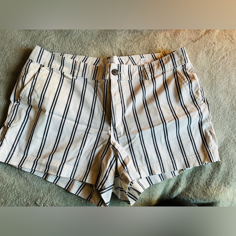 Gap Womens City Hot Pants Stripes Stretch Pockets Flat Front Cotton Blend